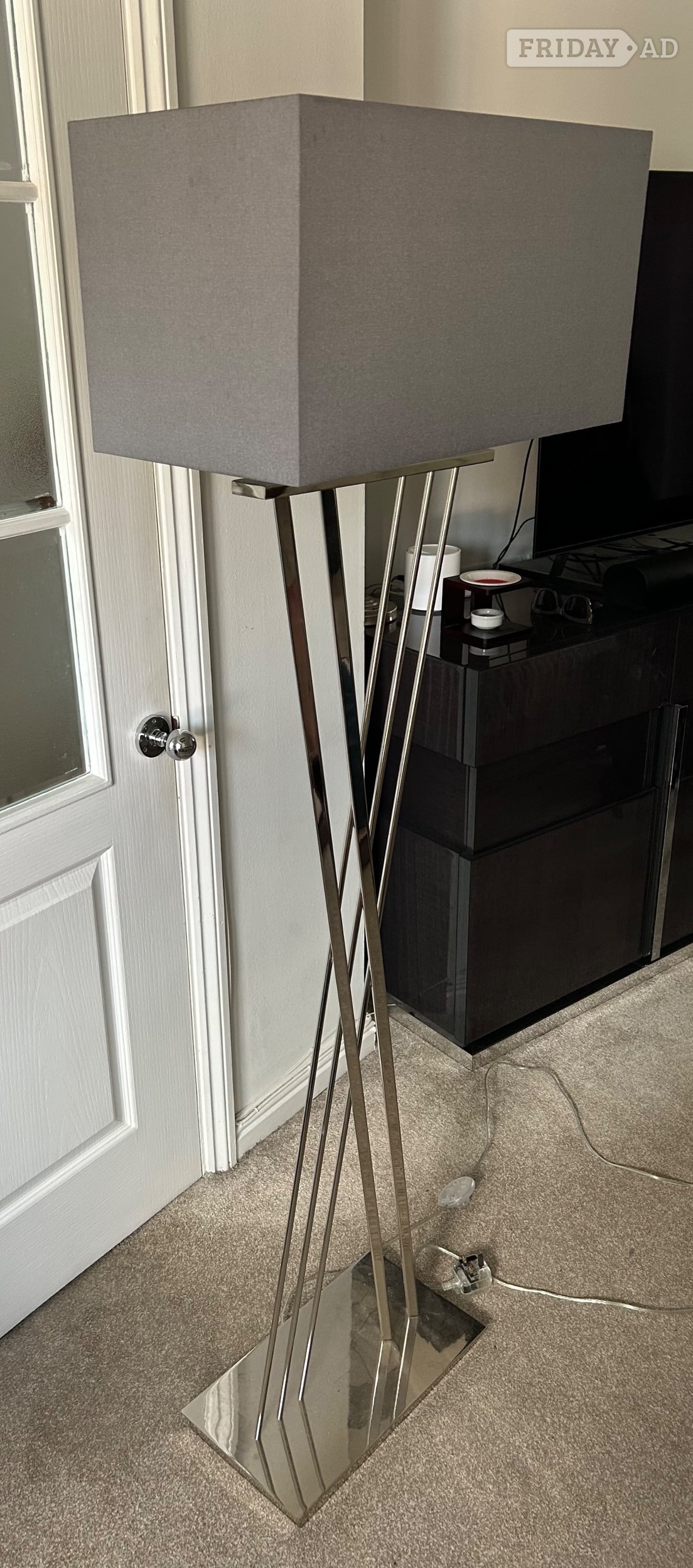 Furniture Village Chrome Lamp with Grey Shade