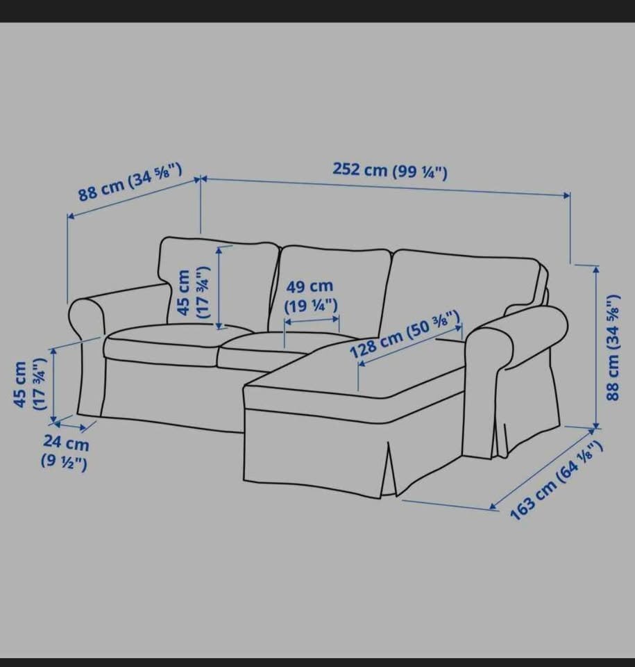IKEA EKTORP Corner Sofa with Chaise Longue – Dark Grey Hakebo