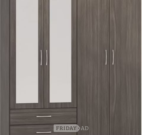 Nevada 4 door 2 drawer mirrored wardrobe 