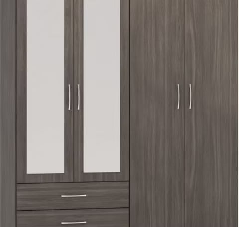 Nevada 4 door 2 drawer mirrored wardrobe 