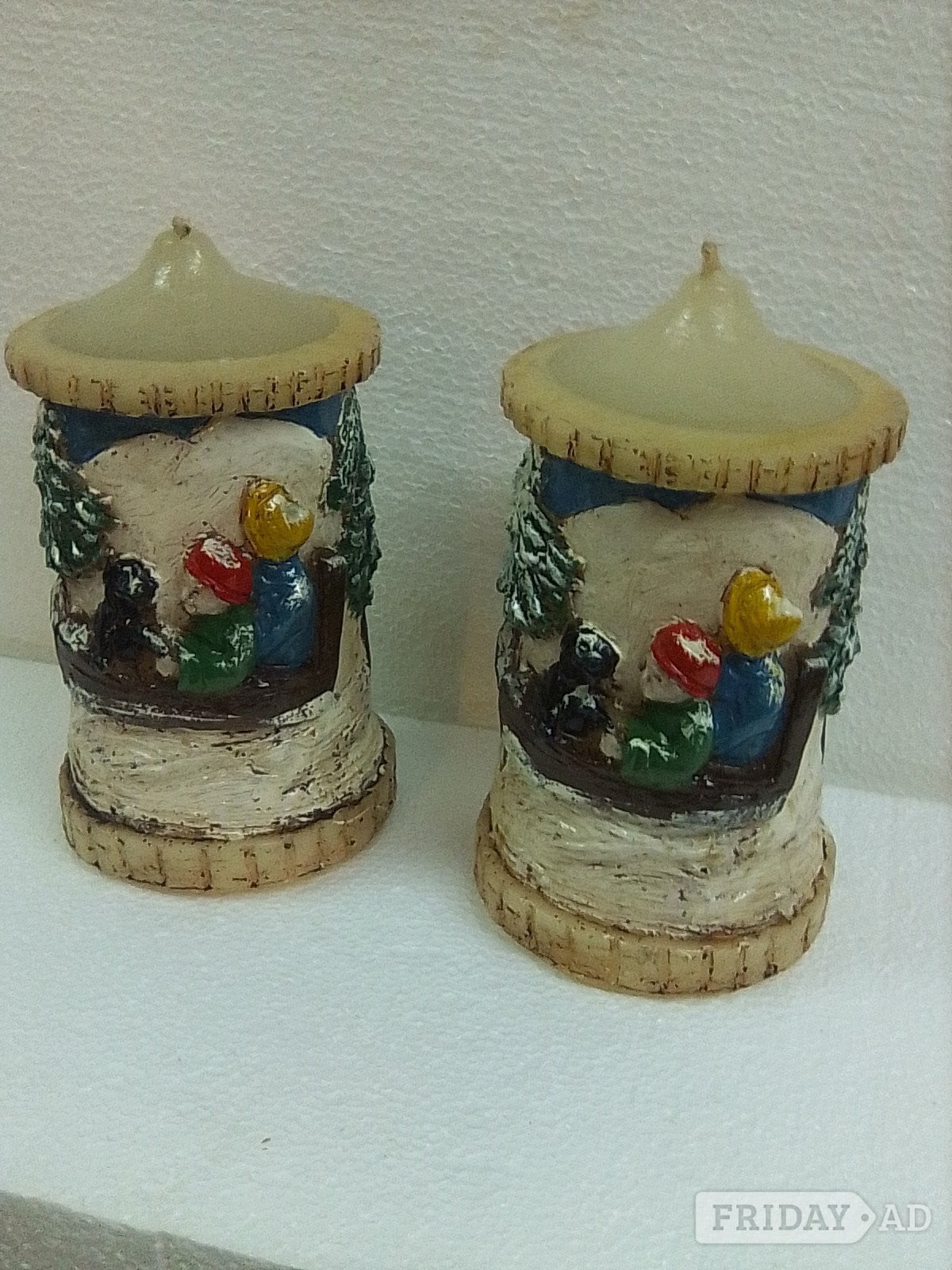 CHRISTMAS ORNAMENTAL  CANDLES   (TWO ONLY) UNIQUE AND COLLECTABLE in London