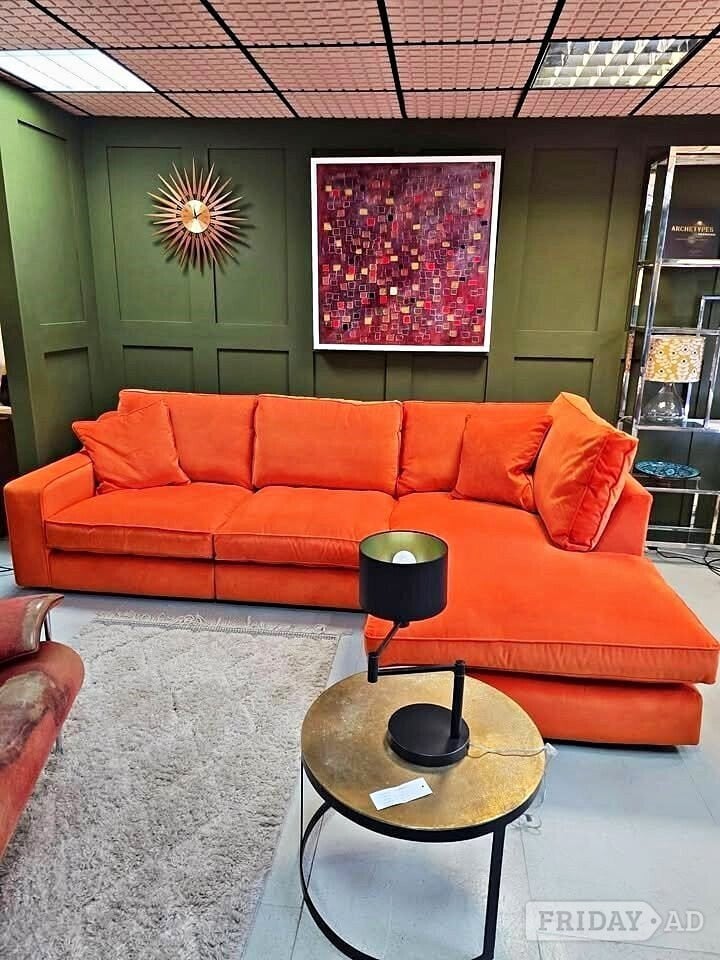 Sofology Cricket Velvet 4 Seater Sofa,Modern Comfy Sofa
