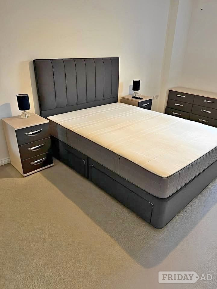 London King Size Bed Frame With Mattress For Sale ( Brand New )