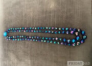 Vintage Carnival GGlass Beaded Necklace: Peacock Iridescent