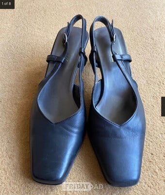 Ladies Black Leather Slingbacks - size 6