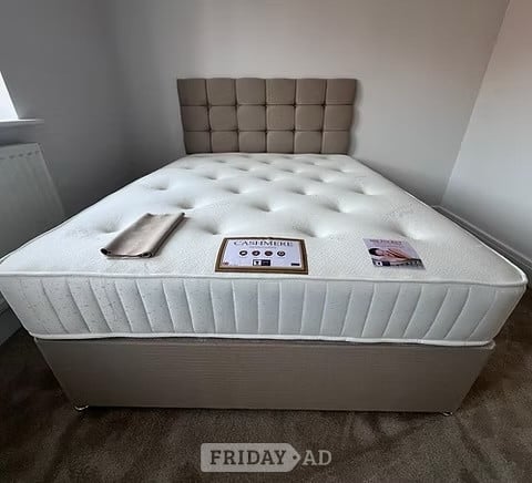 CASHMERE 1000 POCKET MATTRESS WITH DIVAN BASE 2 DRAWERS HB - KING