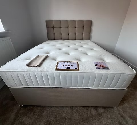 CASHMERE 1000 POCKET MATTRESS WITH DIVAN BASE 2 DRAWERS HB - KING