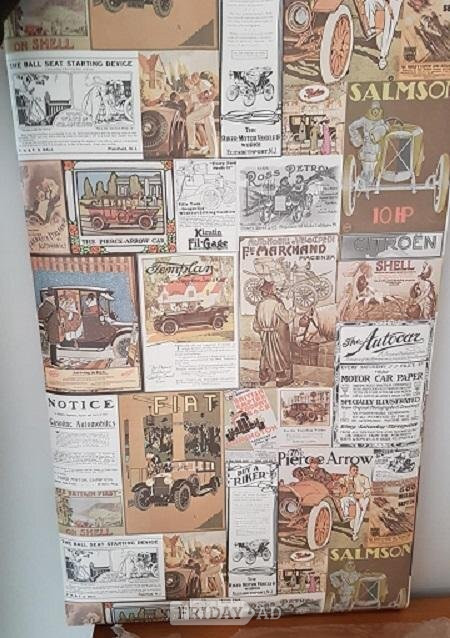 Vintage wallpaper, The Autocar, 3 rolls