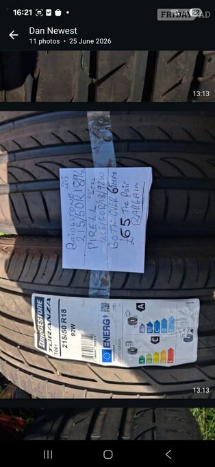 1 Bridgestone and 1 Pirelli tyres.