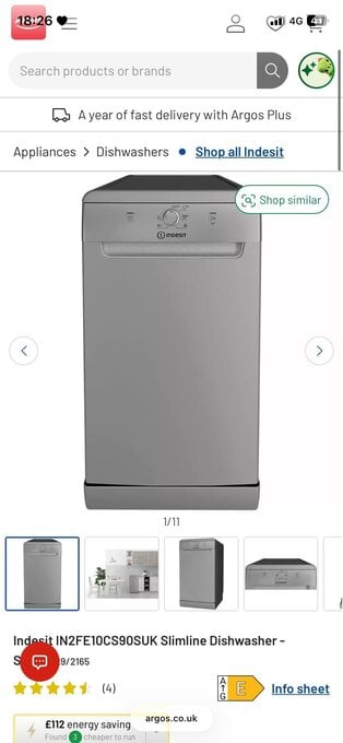 Indesit slimline dishwasher
