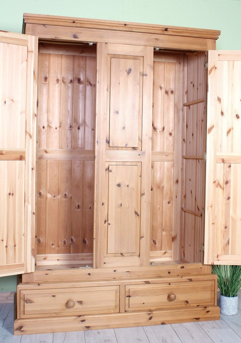 UK Delivery - Large Two Door Pine Farmhouse Wardrobe