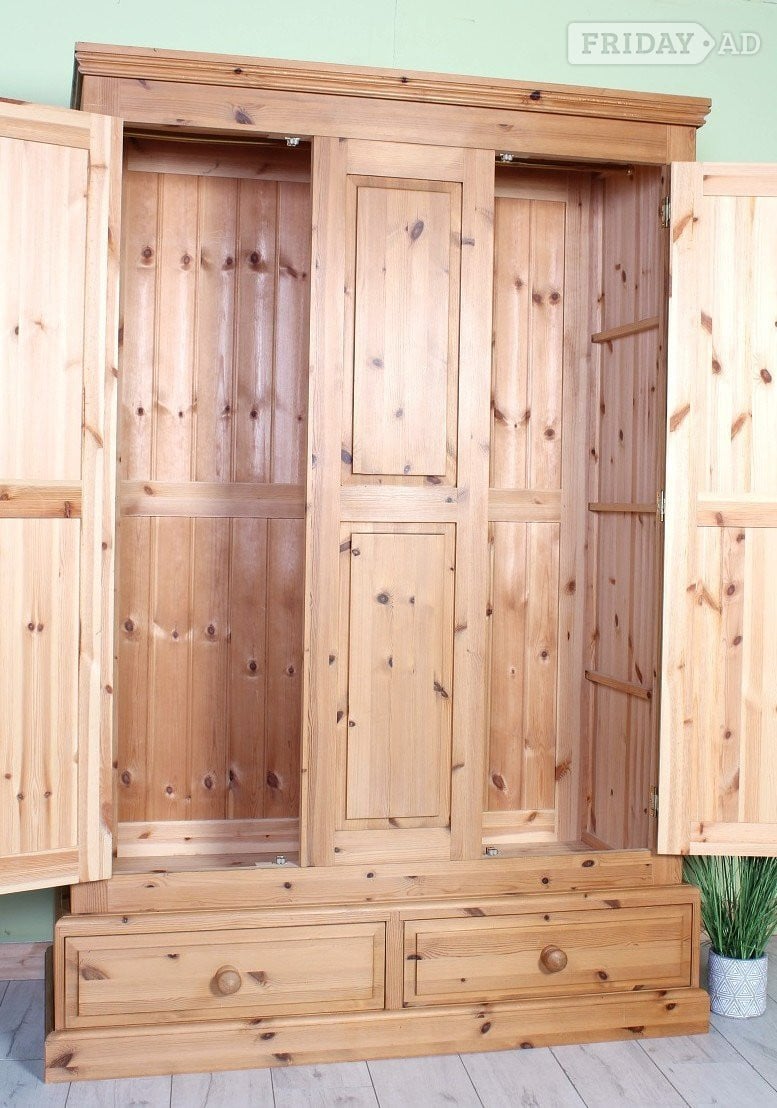 UK Delivery - Large Two Door Pine Farmhouse Wardrobe