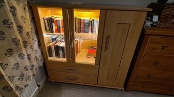 Beech Oak display and storage furniture unit/cabinet