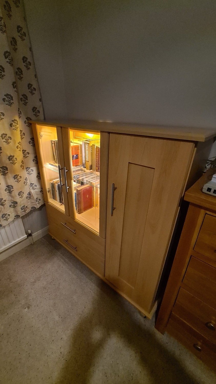 Bexhill-On-Sea Beech Oak display and storage furniture unit/cabinet