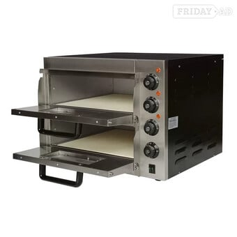 BEST SELLER! Commercial 2-Deck Electric Pizza Stone Base Oven 16"