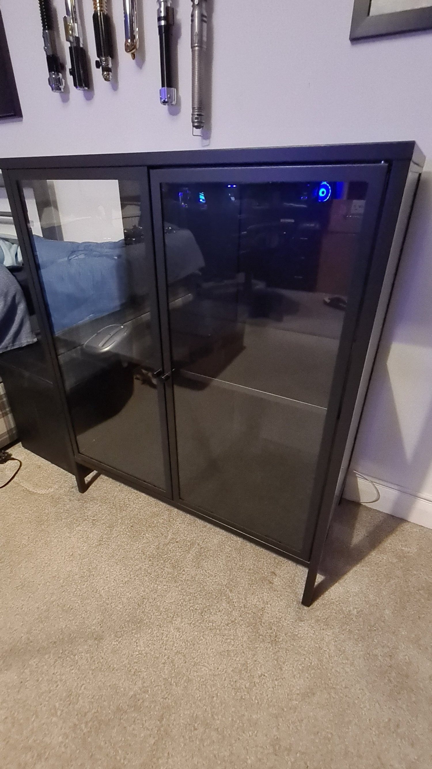 Newcastle Low 2 Door Display Cabinet In Matt Black
