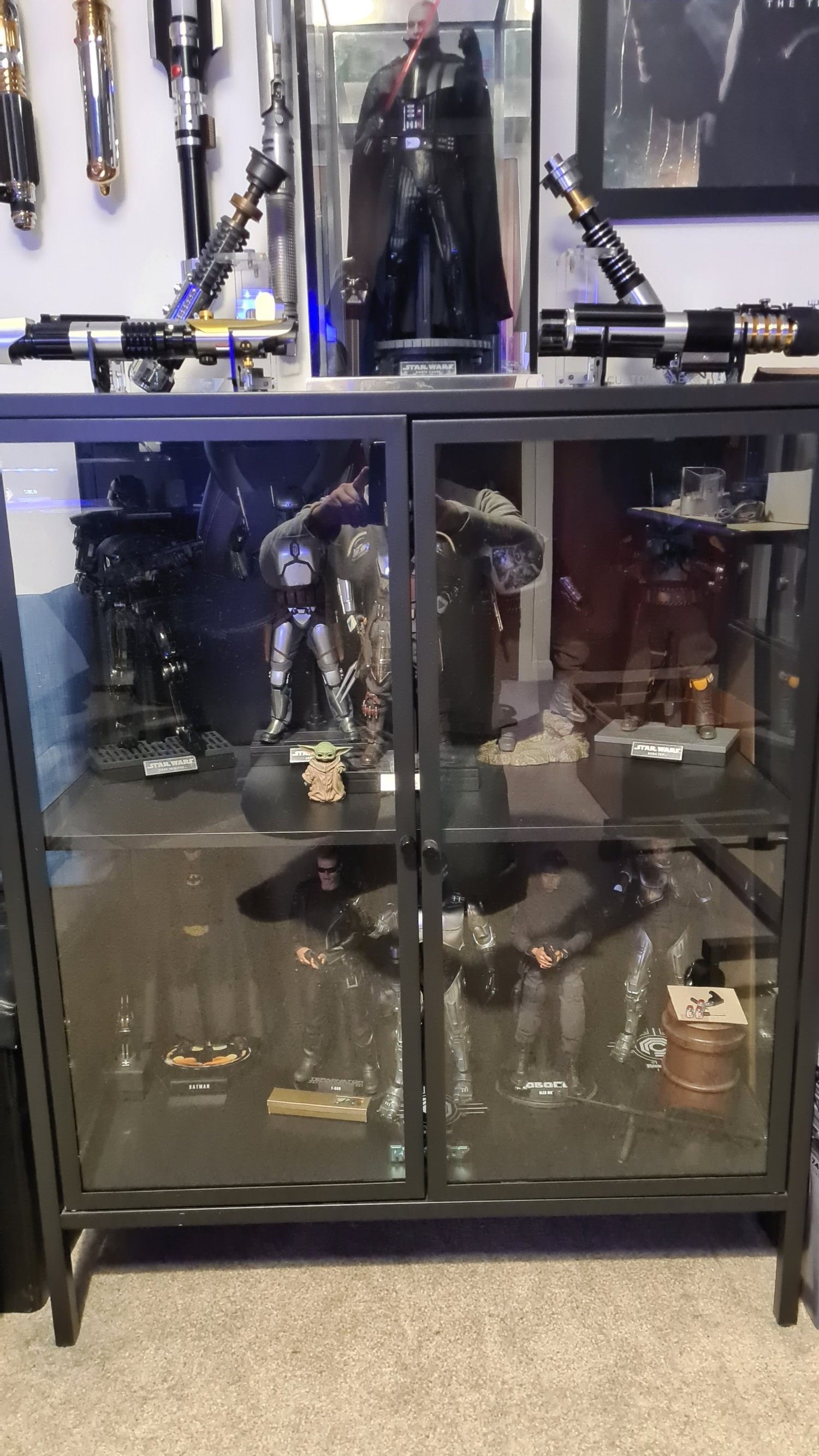 Newcastle Low 2 Door Display Cabinet In Matt Black - Furniture in Bexhill-On-Sea