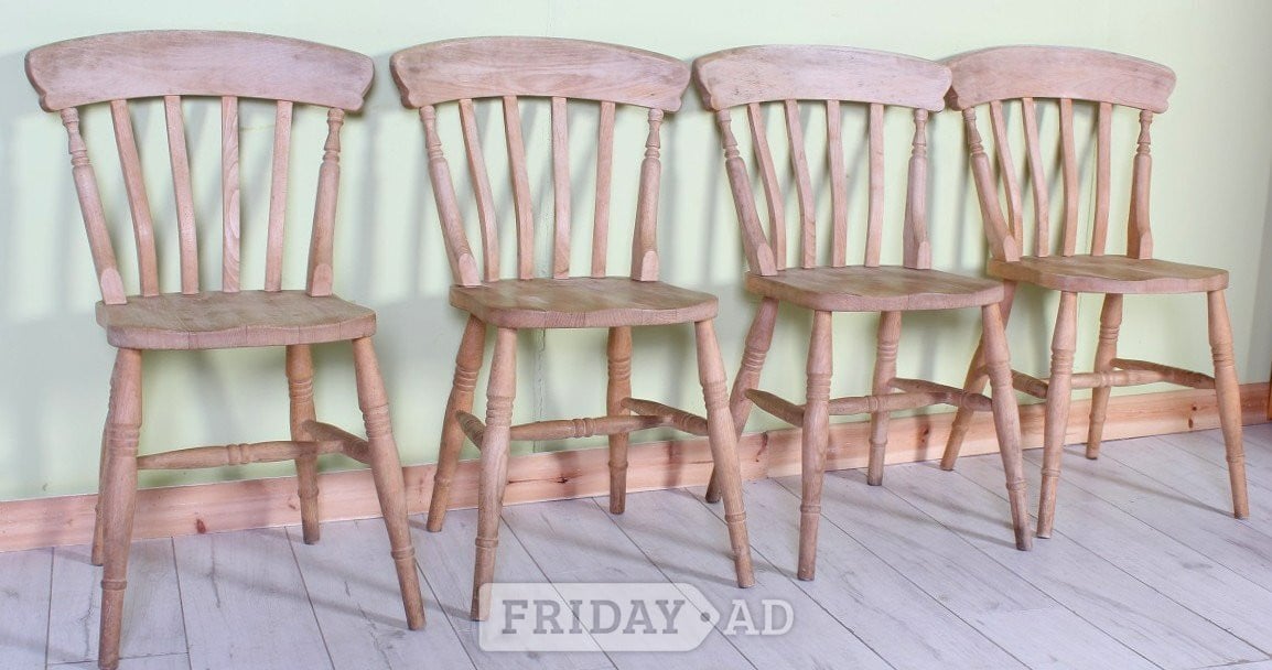 UK Delivery- Solid Beech Very Rustic Farmhouse Slat Back Kitchen  in Hailsham