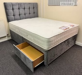 CASHMERE 1000 POCKET MATTRESS WITH BASE 2 DRAWERS AND HB - DOUBLE