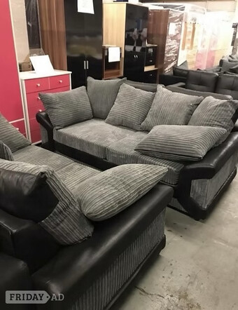 DINO 3&2 SOFAS - BLACK/GREY