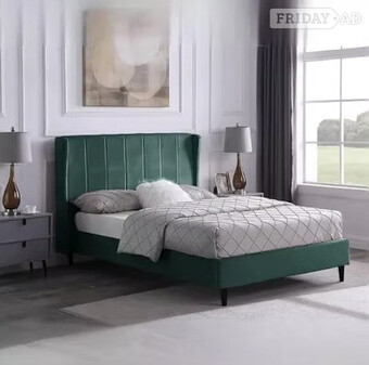 KING - AMELIA BED FRAME - GREEN VELVET