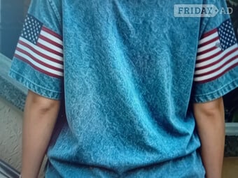 Womens distressed blue America t.shirt