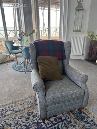 Beautiful Plush Light Blue Armchair (Excellent Condition)