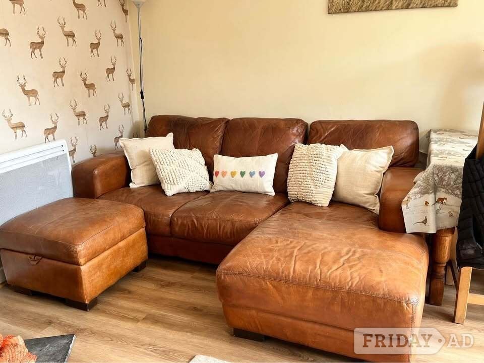 DFS Caeser Tan Leather 4x Seater Corner Sofa , Modular Modern Com