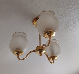  Ceiling Light fitting  having 3 Vintage Light Glass Globe Shades 