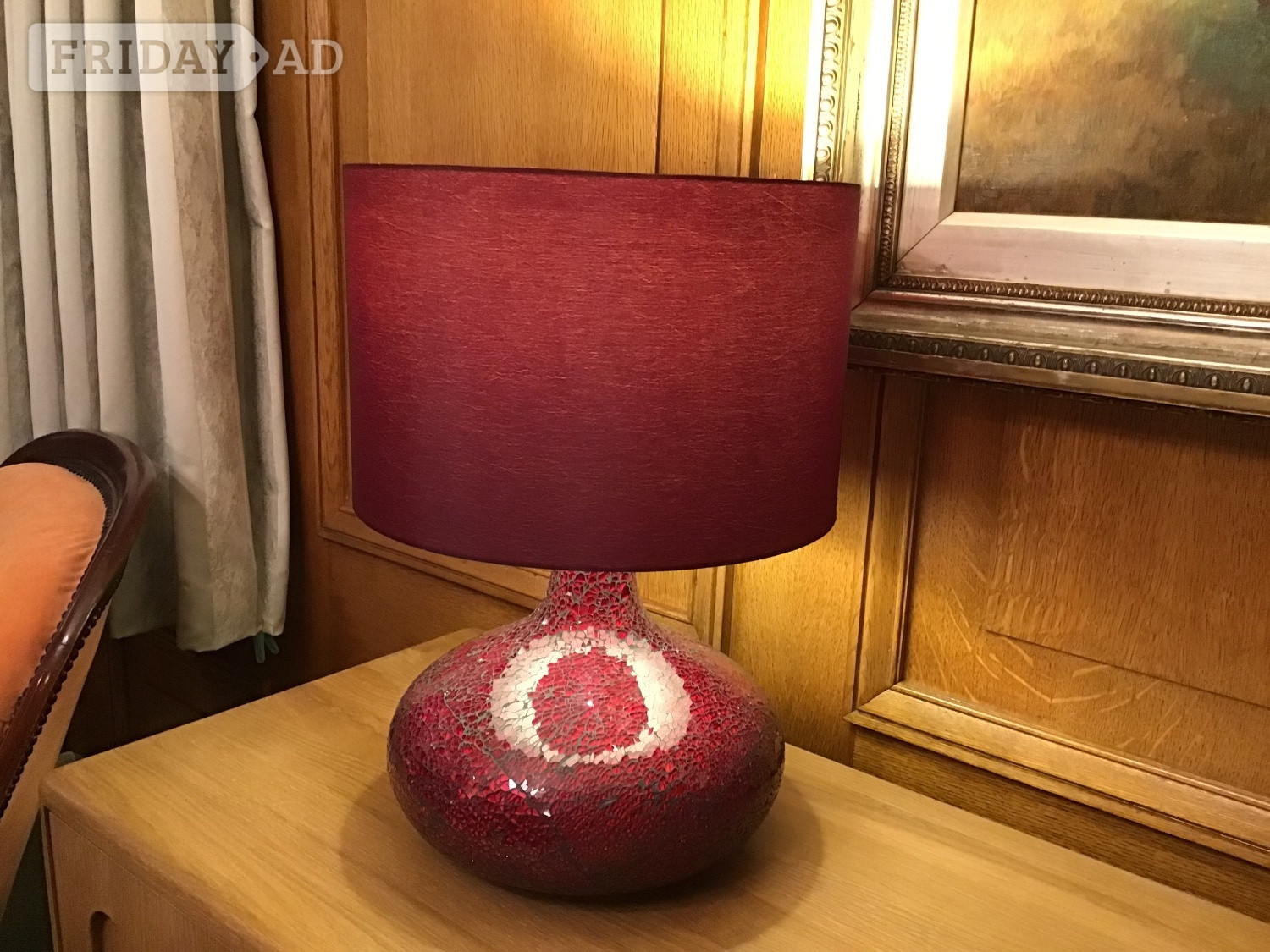 Dark Red glass base  table lamp