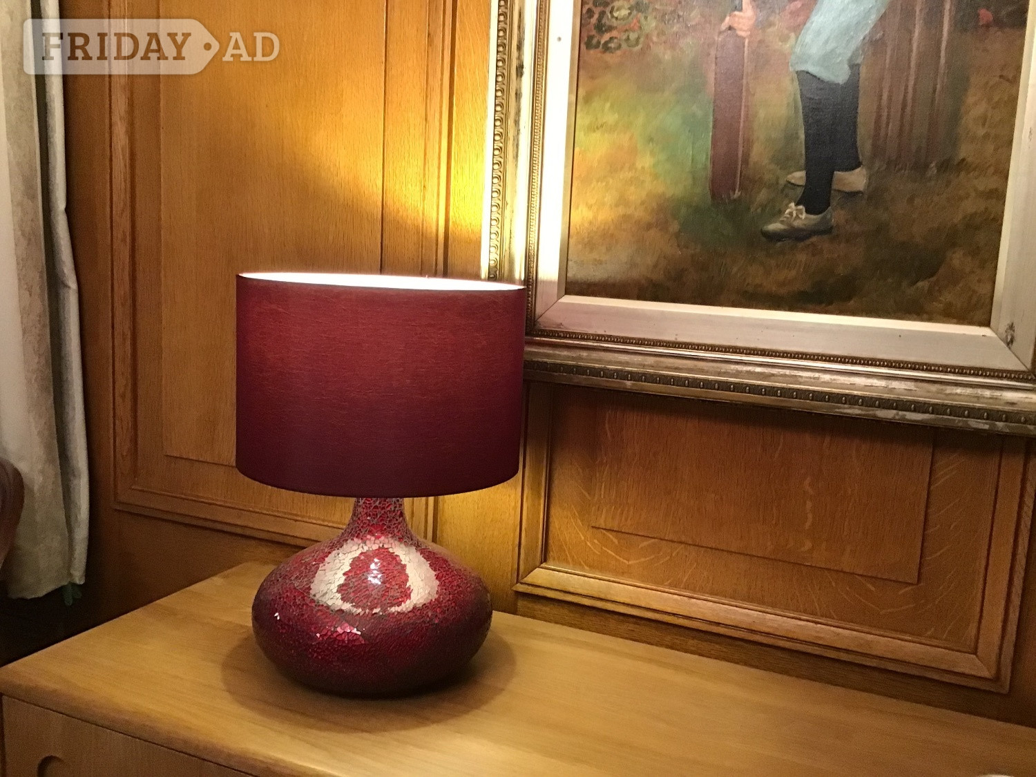 Birmingham Dark Red glass base  table lamp