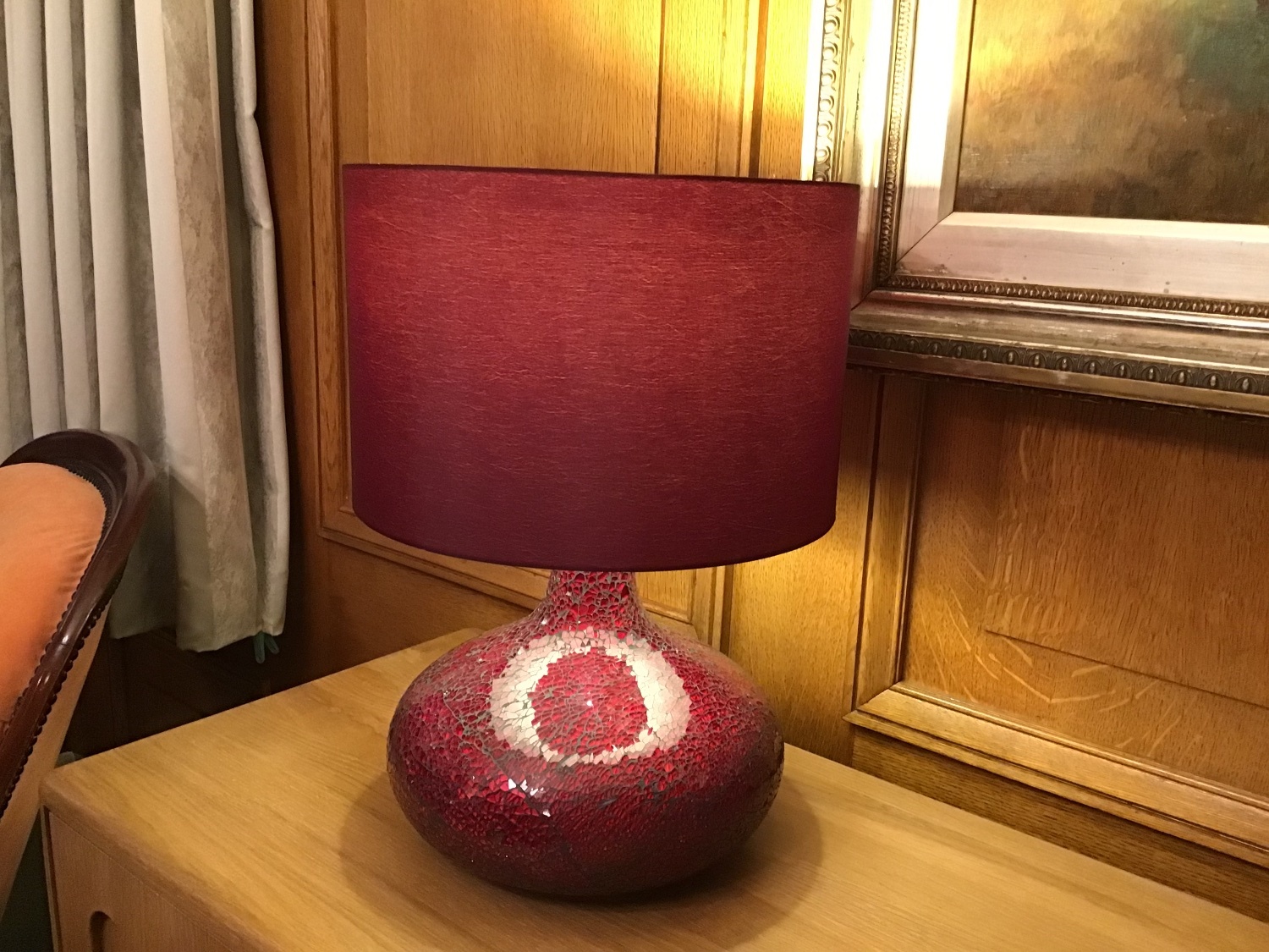 Dark Red glass base  table lamp