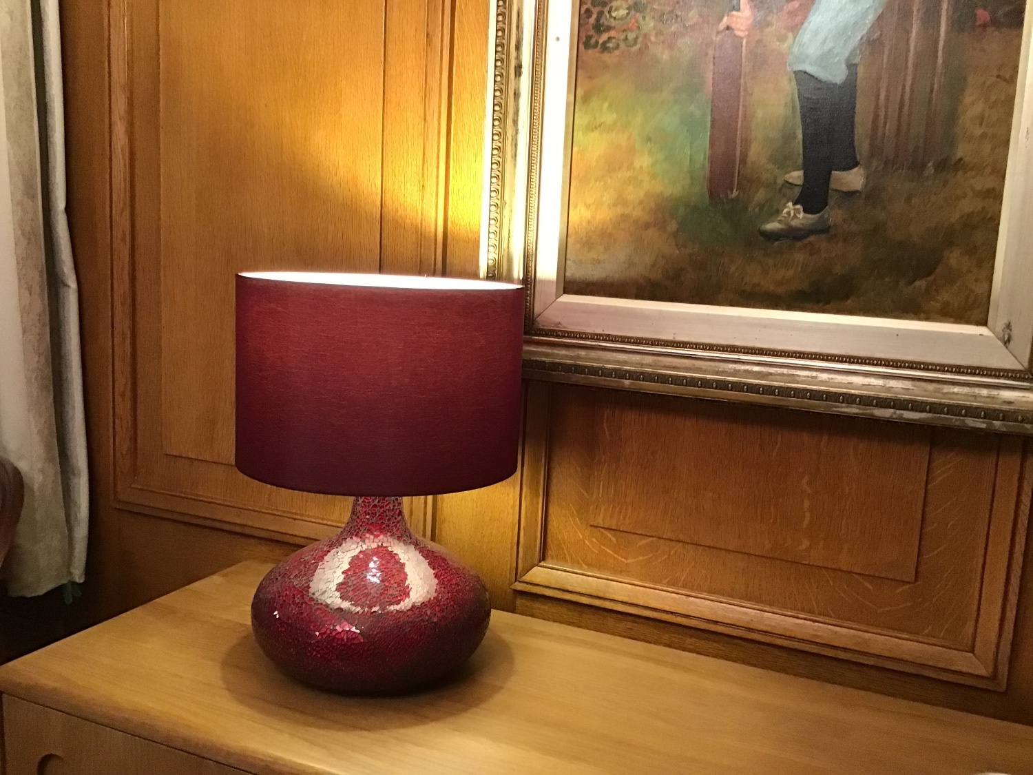 Birmingham Dark Red glass base  table lamp