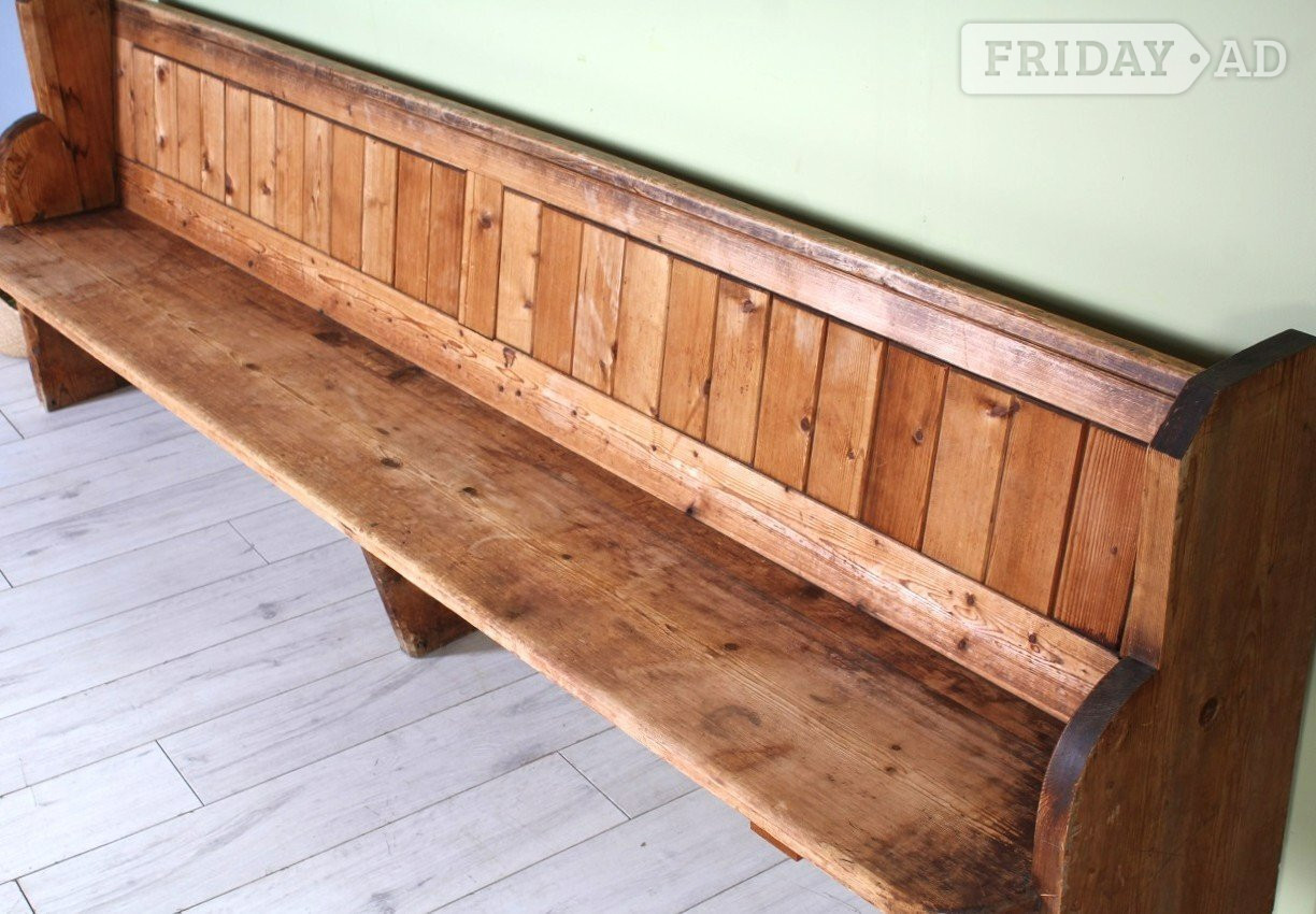 UK Delivery - Large Vintage Church Pew Bench Seat Pine Old Rustic - Furniture