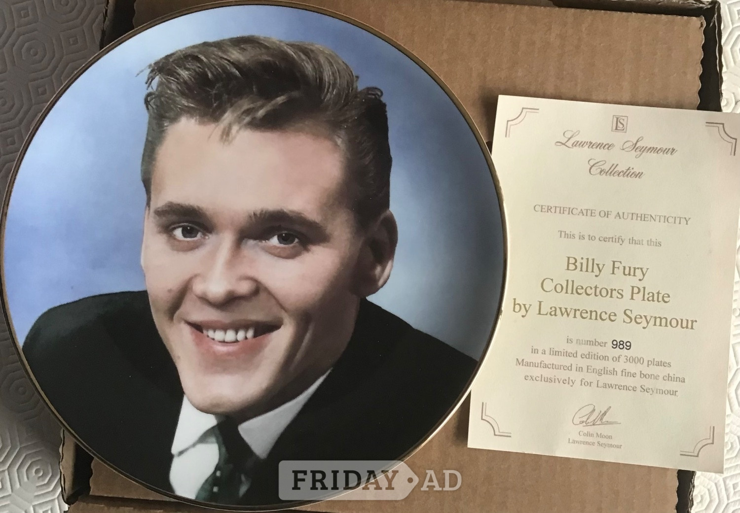 Billy Fury Collectors Plate in Aylesbury