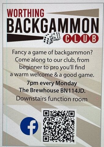 Worthing Backgammon Club every Monday 7pm until 10pm 