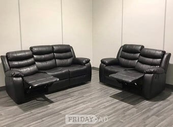 Black Leather Roma Recliner 3 seater & 2 Seater ¬ Cash on Arrival
