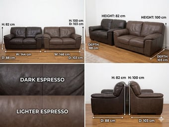 Two premium, comfortable 2-seater leather sofas
