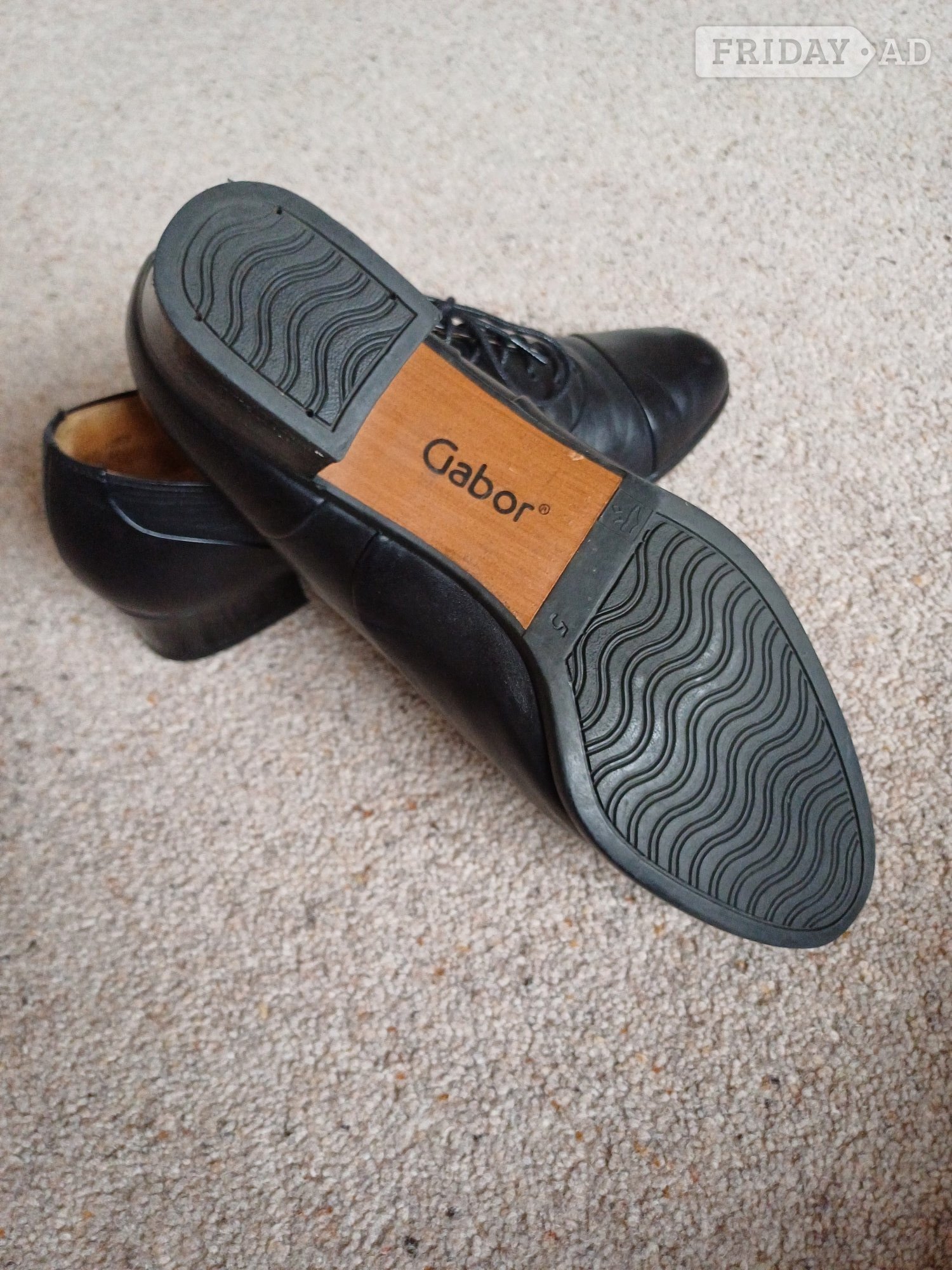 Black Ladies Leather Gabor Lace-up Shoes - Clothing, Footwear & Accessories in Winchester