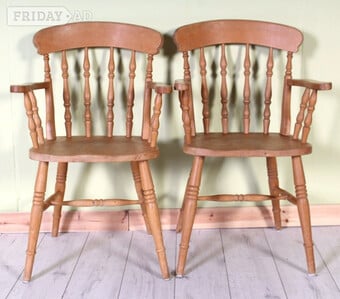 UK Delivery - 2 Second-Hand Beech Country Farmhouse Spindle