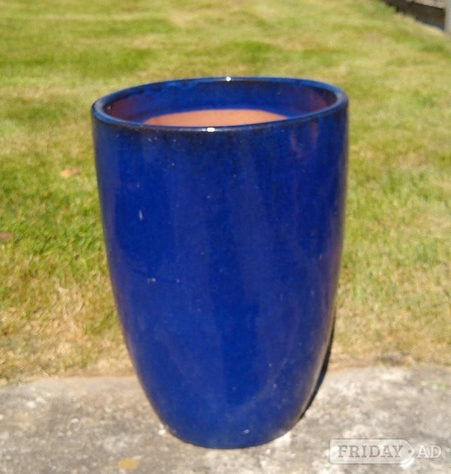St. Austell 3 teracotta Blue Enamelled Pots Good condition