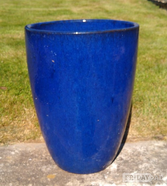3 teracotta Blue Enamelled Pots Good condition - Garden in St. Austell