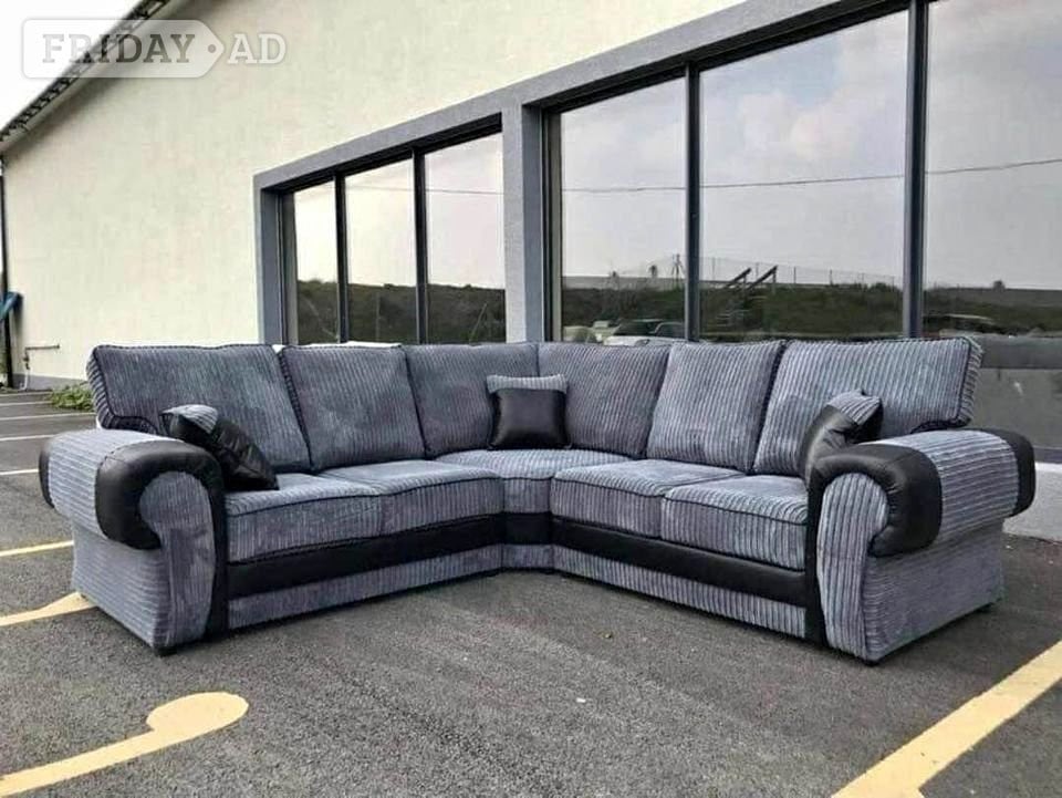 🔥 Grey & Black Corner Sofa | Brand New | Same Day Delivery in Corby