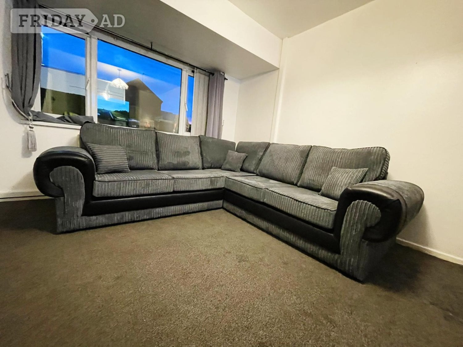 Corby 🔥 Grey & Black Corner Sofa | Brand New | Same Day Delivery