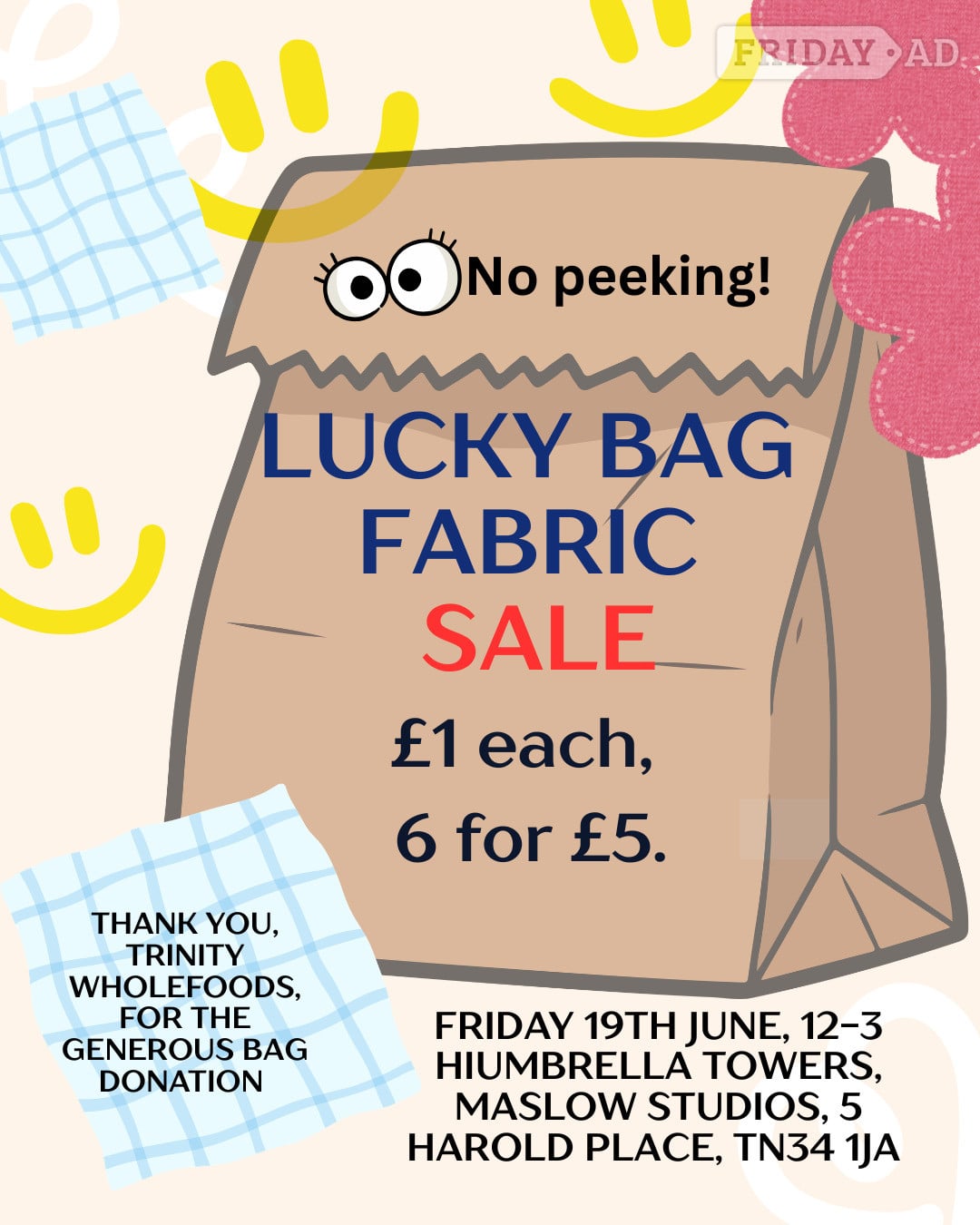 Fabric "lucky bag" Sale in Hastings