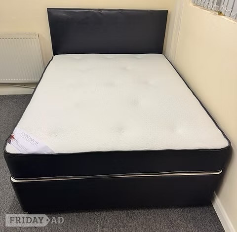 4 FOOT - PINEMASTER MEMORY MATTRESS BLACK DIVAN BASE & HEADBOARD in Rotherham