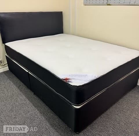 4 FOOT - PINEMASTER MEMORY MATTRESS BLACK DIVAN BASE & HEADBOARD