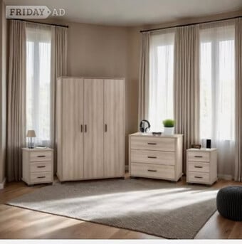 Oliver 3 Door Bedroom Set - Light Oak Effect