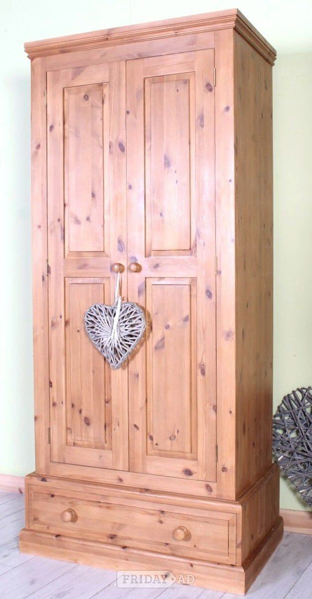 UK Delivery - Country Waxed Pine Farmhouse Wardrobe With 1 Drawer in Hailsham