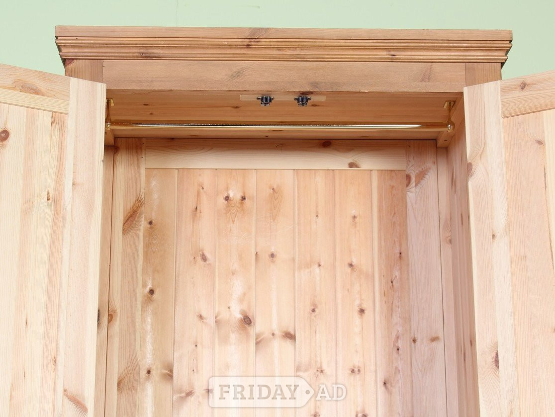 UK Delivery - Country Waxed Pine Farmhouse Wardrobe With 1 Drawer - Furniture